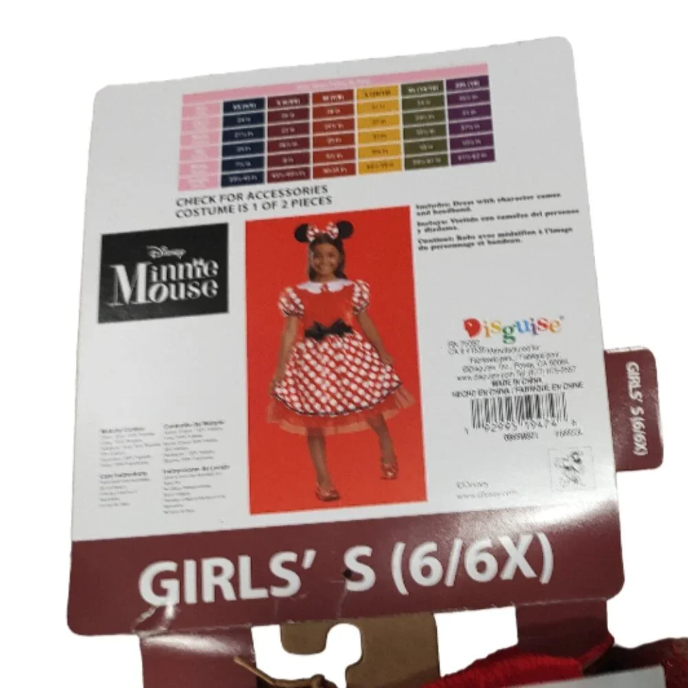 Disney/Walmart Minnie Mouse Dress Costume Size Small (6/6X) New with Tags NWT